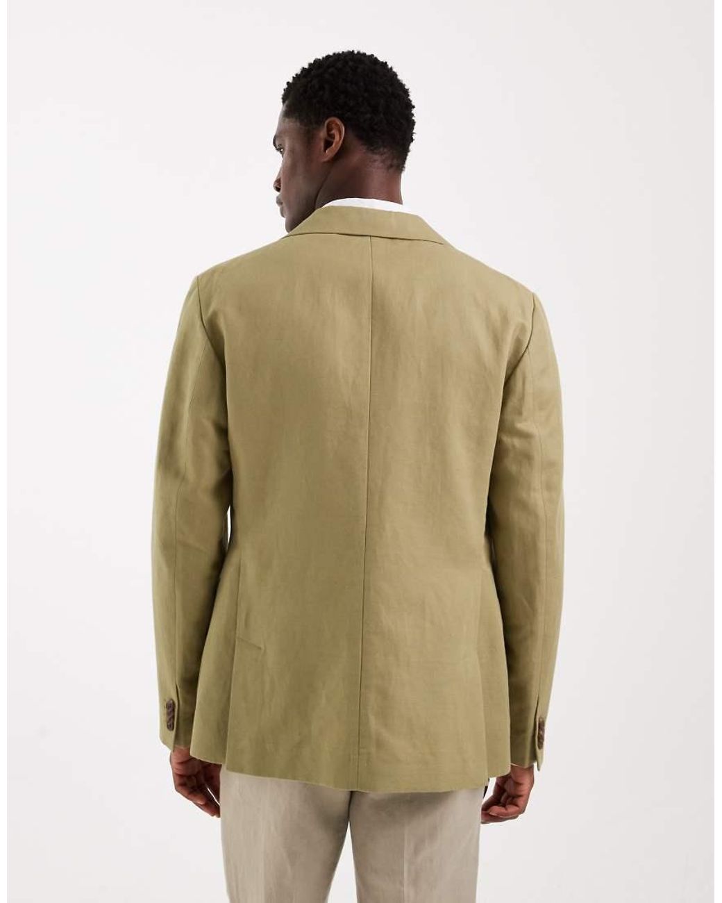 ASOS Natural Mix & Match Linen-rich Slim Suit Jacket for men
