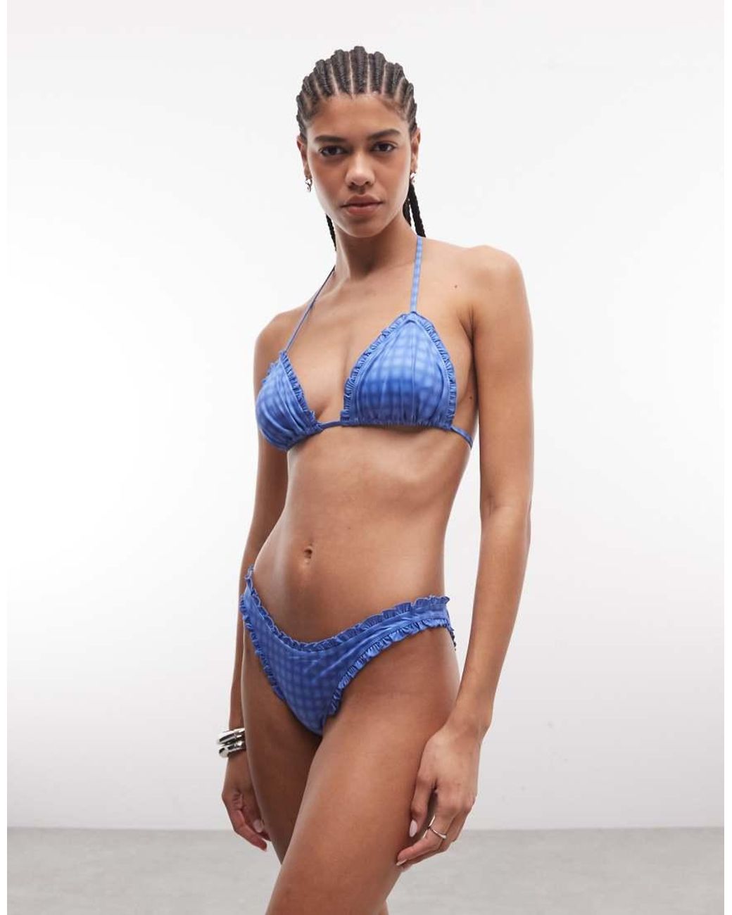 Monki Blue Triangle Bikini Top Co-Ord