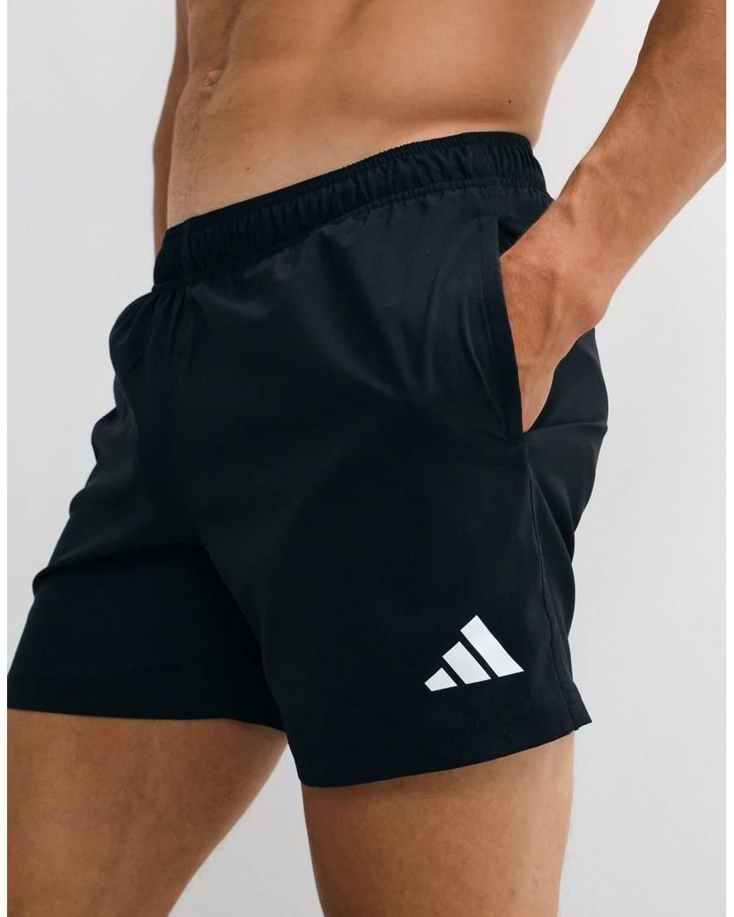 Adidas Originals Blue Adidas Training Essentials Swimshorts With 3 Stripes for men