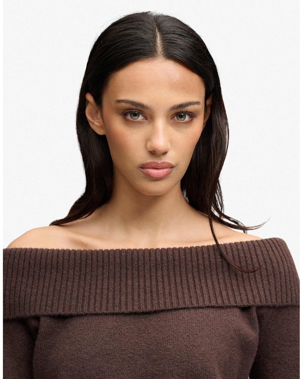 Superdry Brown Bardot-strickpullover