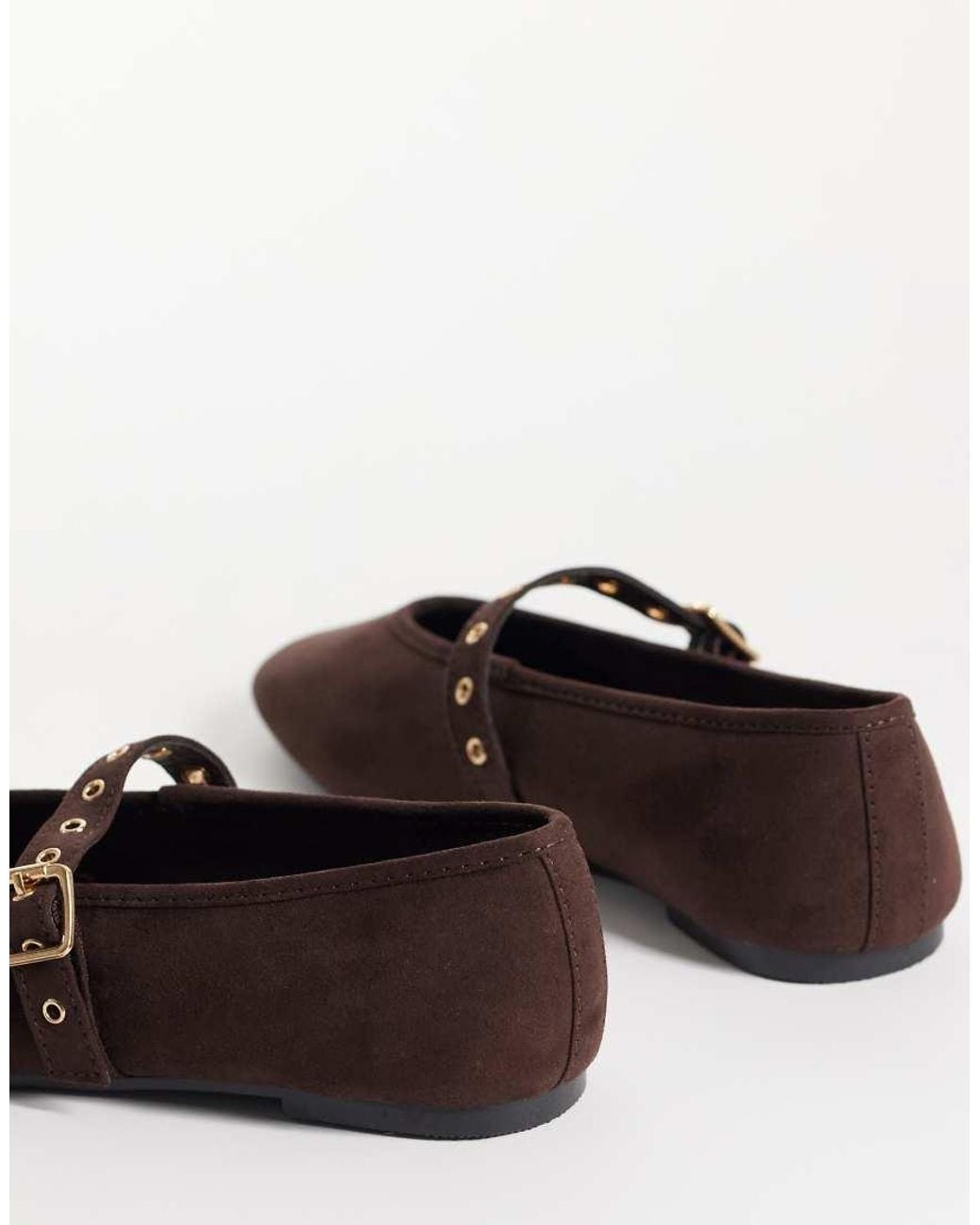 New Look Brown New Look Suedette Eyelet Strap Ballet Flat