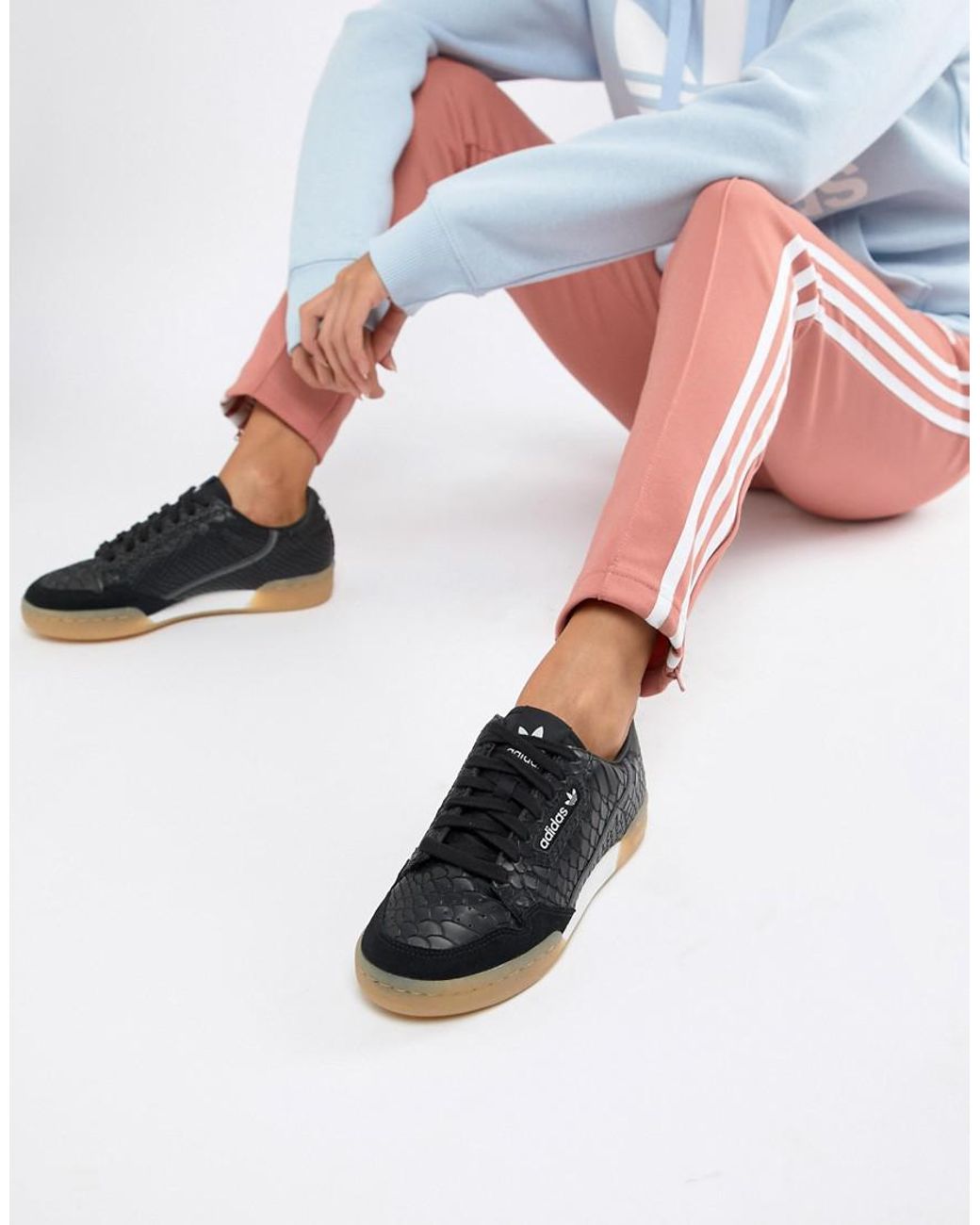 adidas Originals Continental 80's Sneakers In Black With Gum Sole Lyst