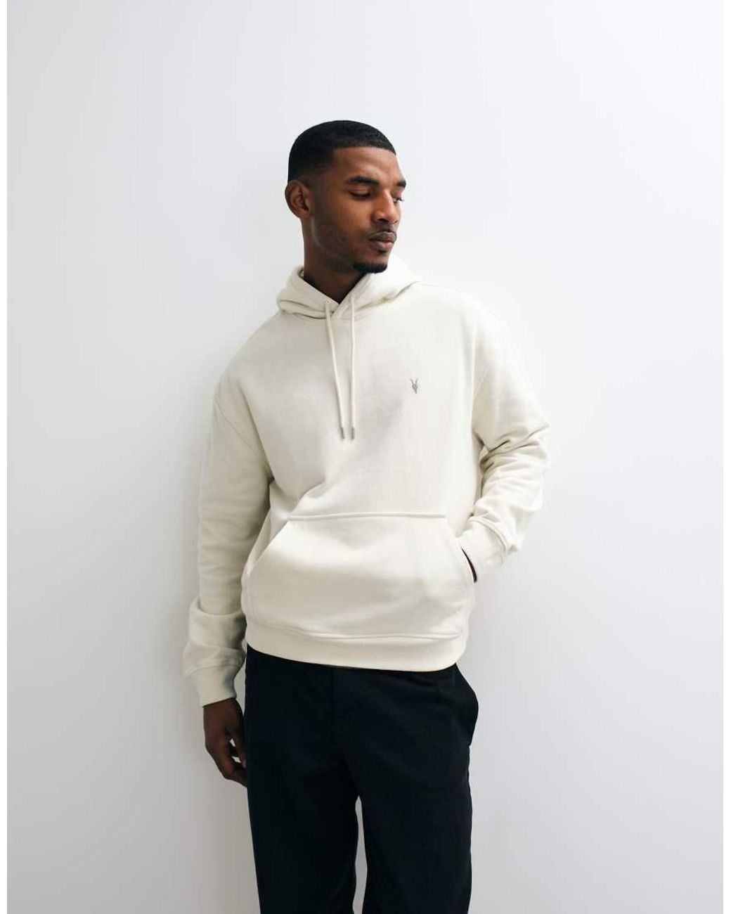 AllSaints White Asher Oth Logo Hoodie for men