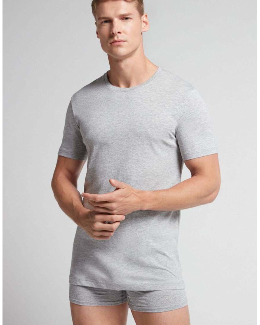 Intimissimi Gray Superior Cotton T-Shirt for men