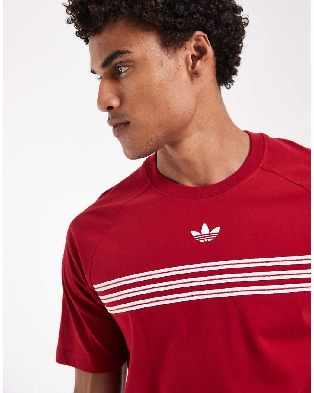 Adidas Originals Red Chest Stripes T-shirt for men
