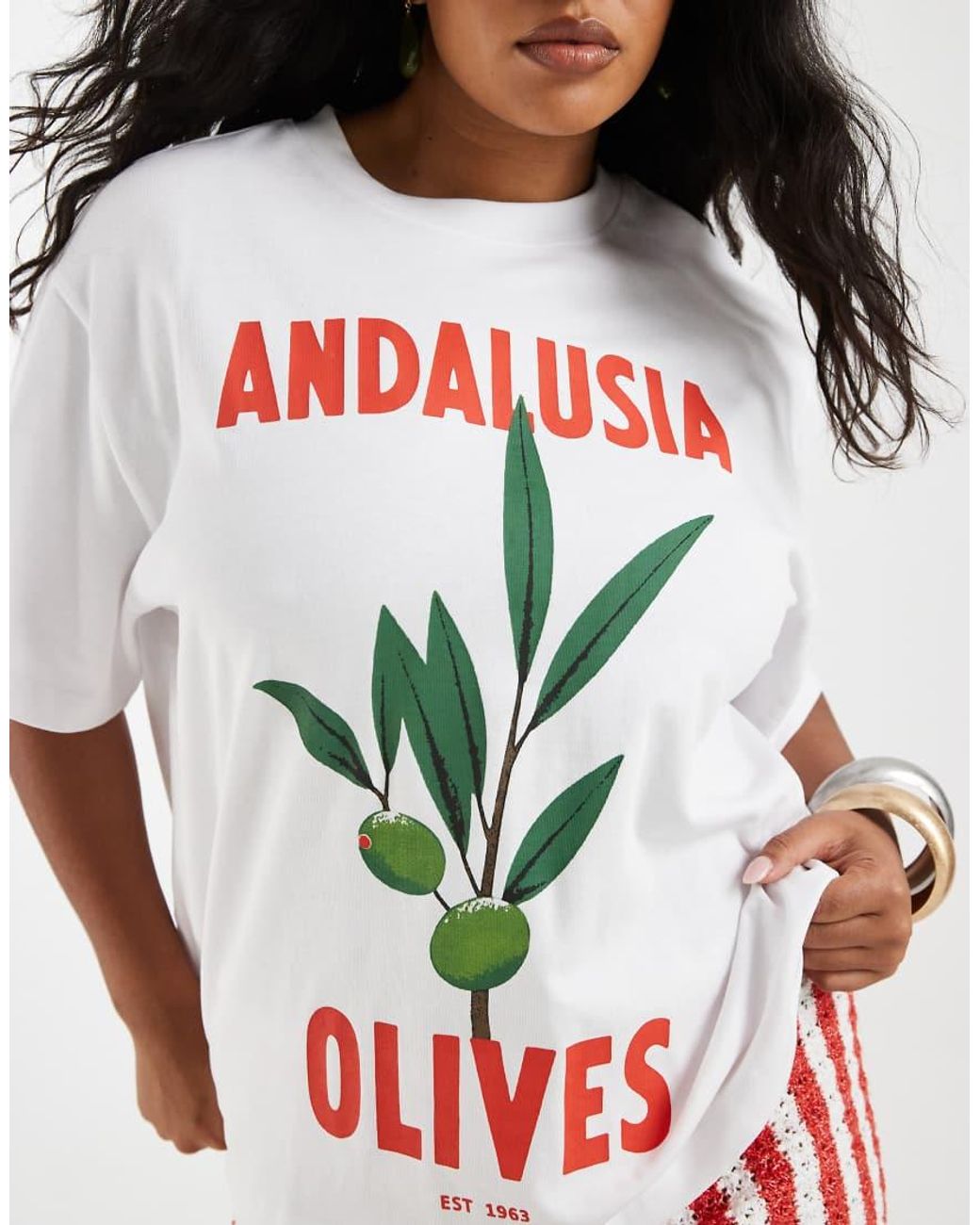 ASOS White Asos Design Curve Oversized Tee With Graphic