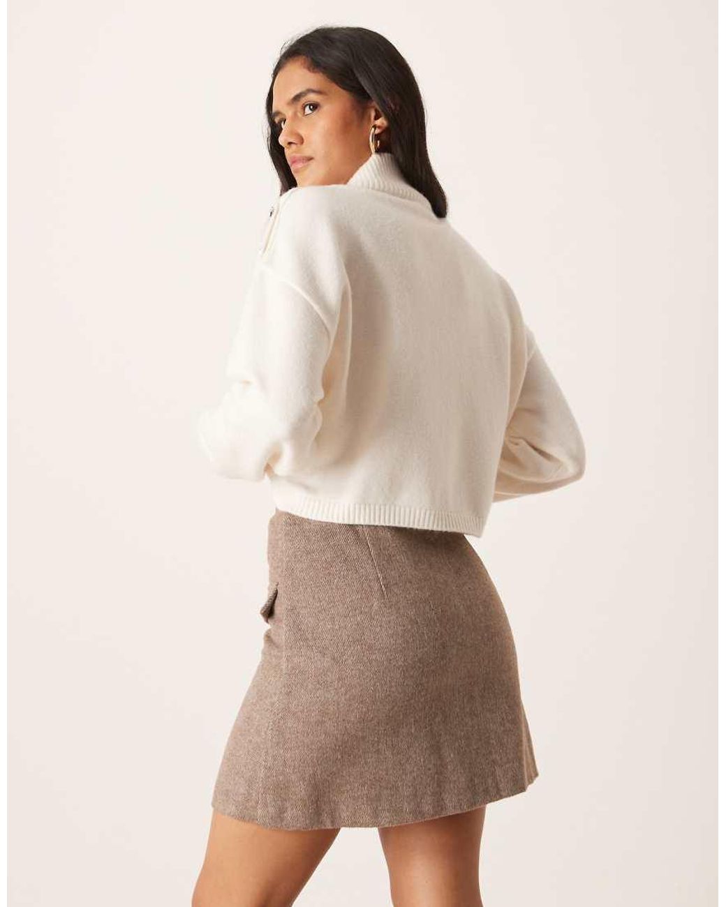 Gina Tricot Natural Hairy Tailored Mini Skirt