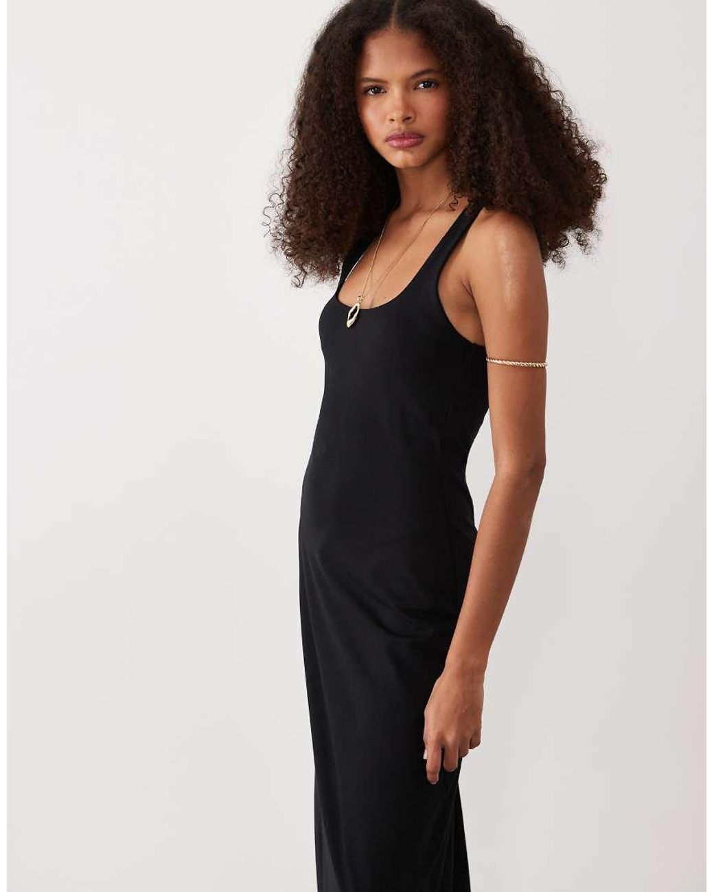 ASOS Black Scoop Neck Maxi Dress