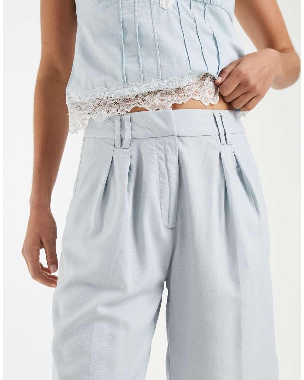 ASOS Blue Tailored Bermuda Short With Linen
