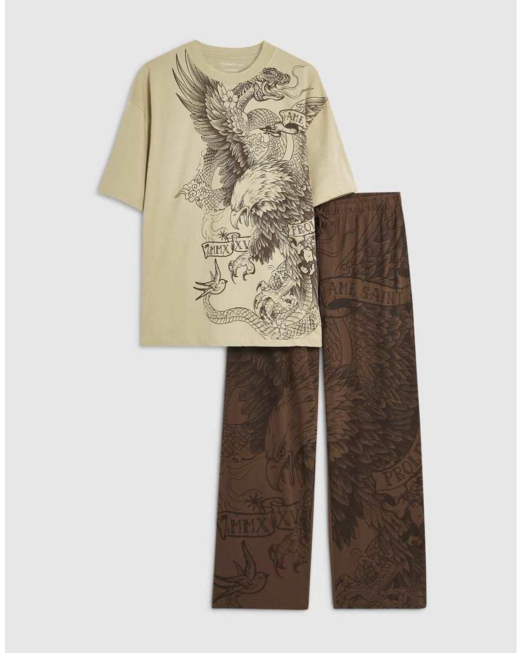 River Island Natural Japanese Print Loungewear Set for men