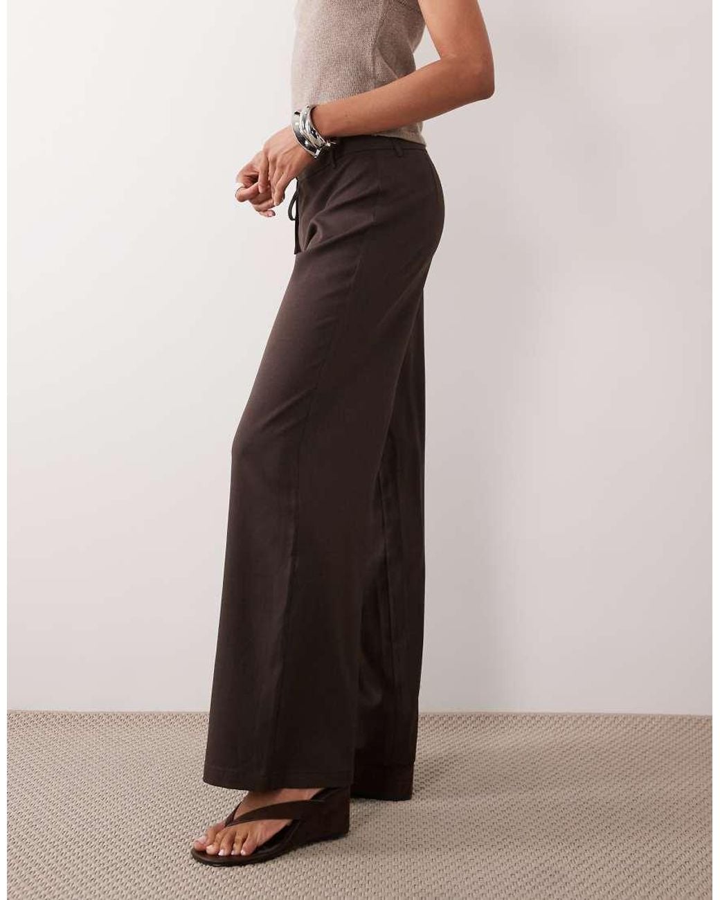 The Frolic Black Exclusive Eyelet Tie Waist Detail Trouser