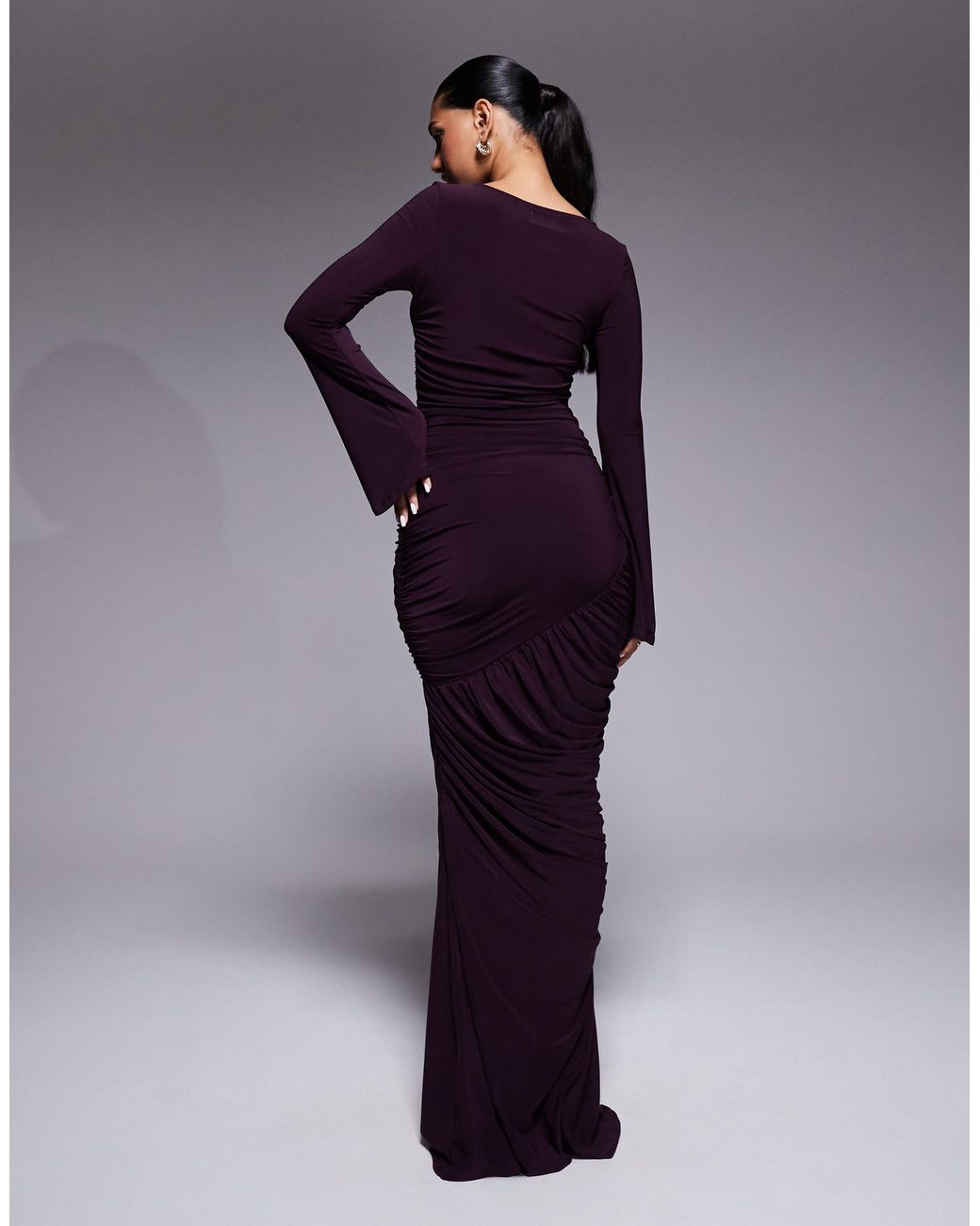 Long Sleeve Asos Purple Bridesmaid Dress ASOS DESIGN Mesh Long Sleeve Maxi  Dress With Exposed Seam