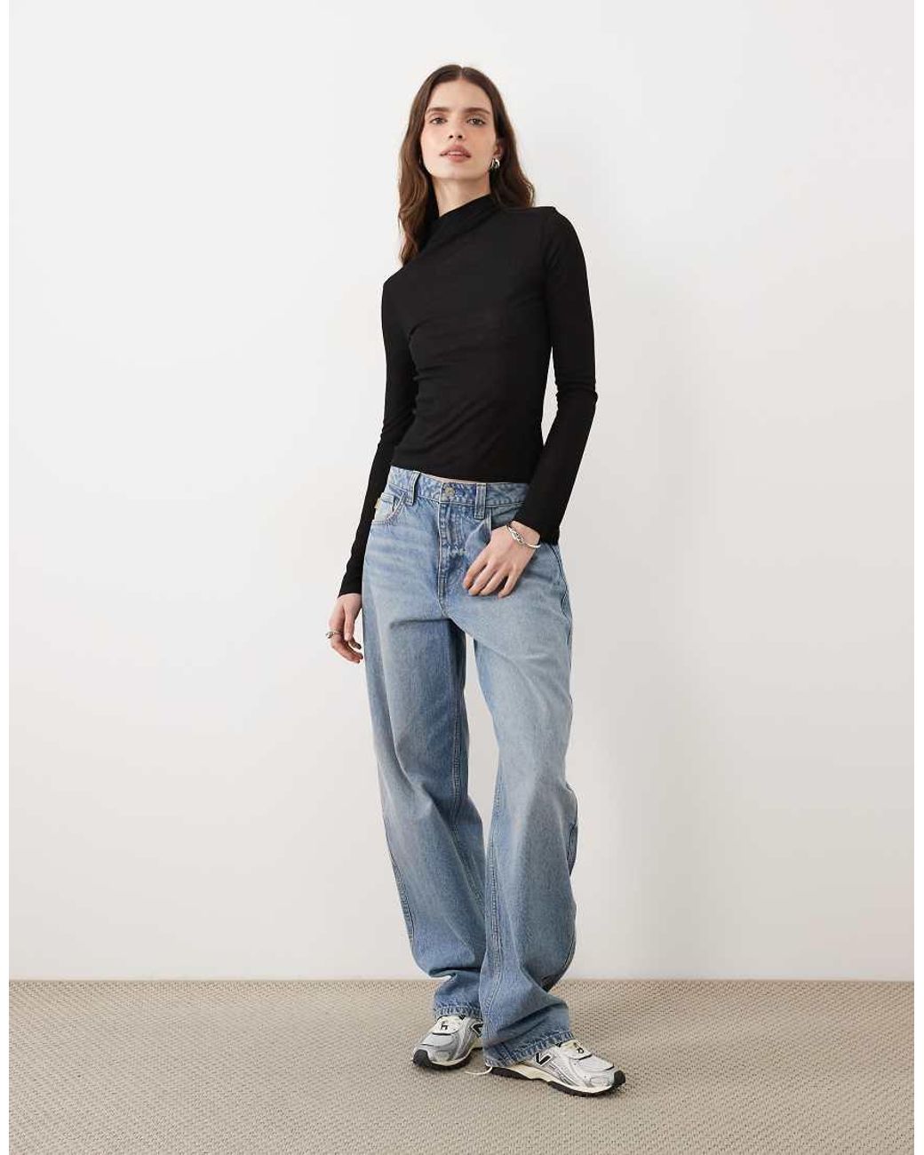 Miss Selfridge Black Sheer High Neck Top