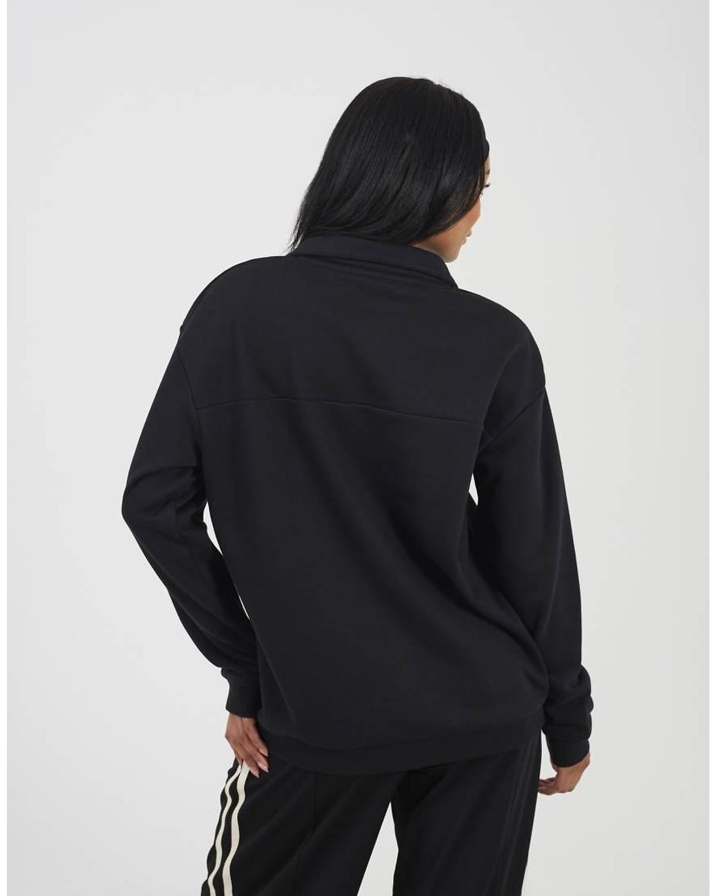 Brave Soul Blue Funnel Neck Quarter Zip Sweatshirt With Embroidery