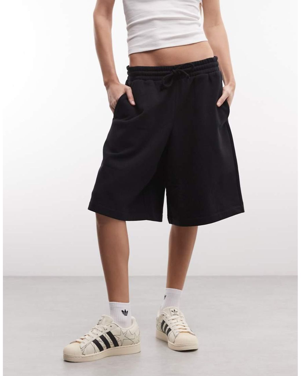 Collusion White Longline Sweat Shorts