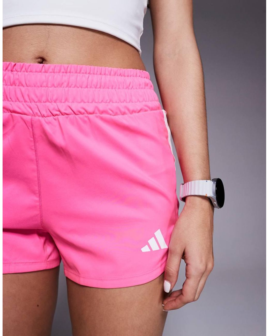 Adidas Originals Pink Adidas Training High Waisted Pacer Shorts