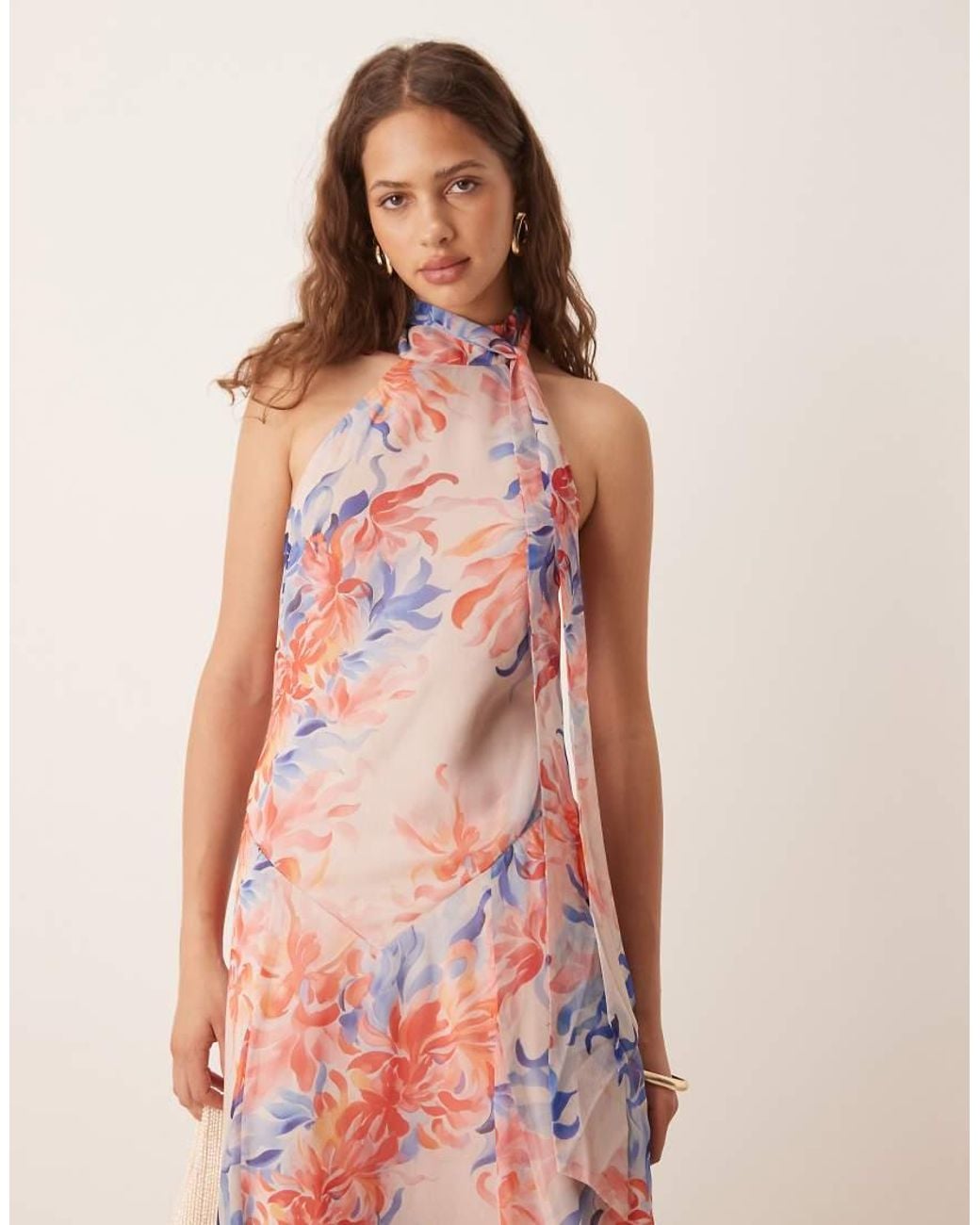 sachin and babi light blue dress Aysah Chiffon Hem Halter Maxi Dress Pink– Selfie Leslie main image 0