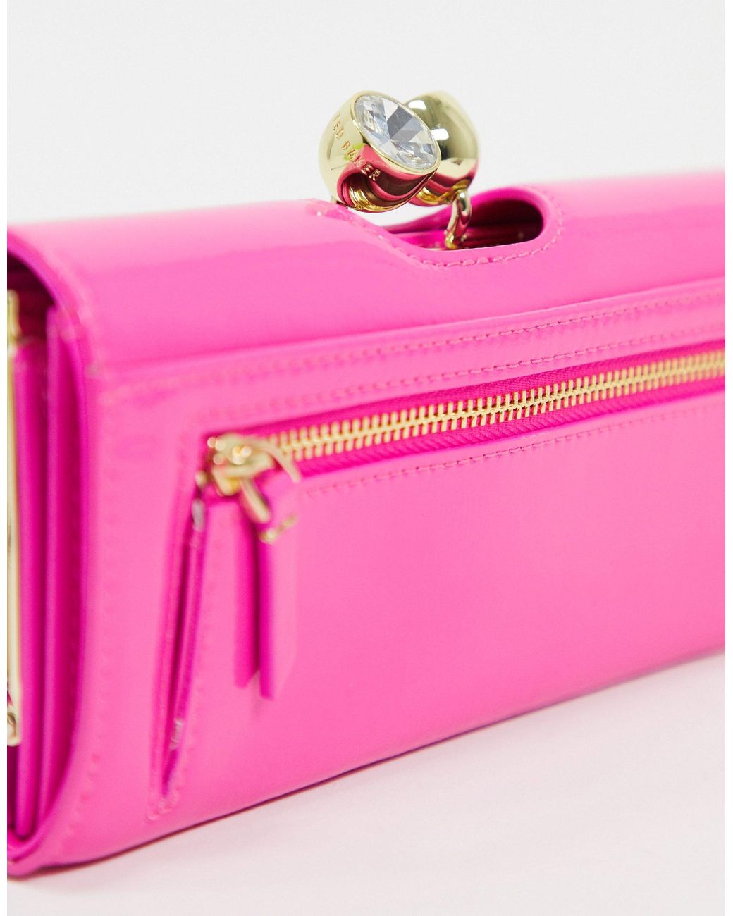 Ted Baker Elador Crinkle Patent Bobble Neon Purse in Pink | Lyst