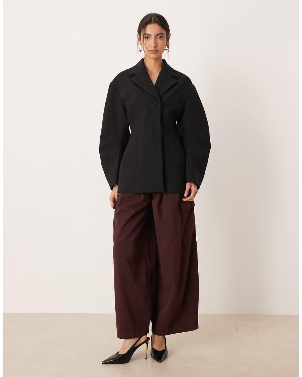 ASOS Blue Tailored Collar Cinch Waist Jacket