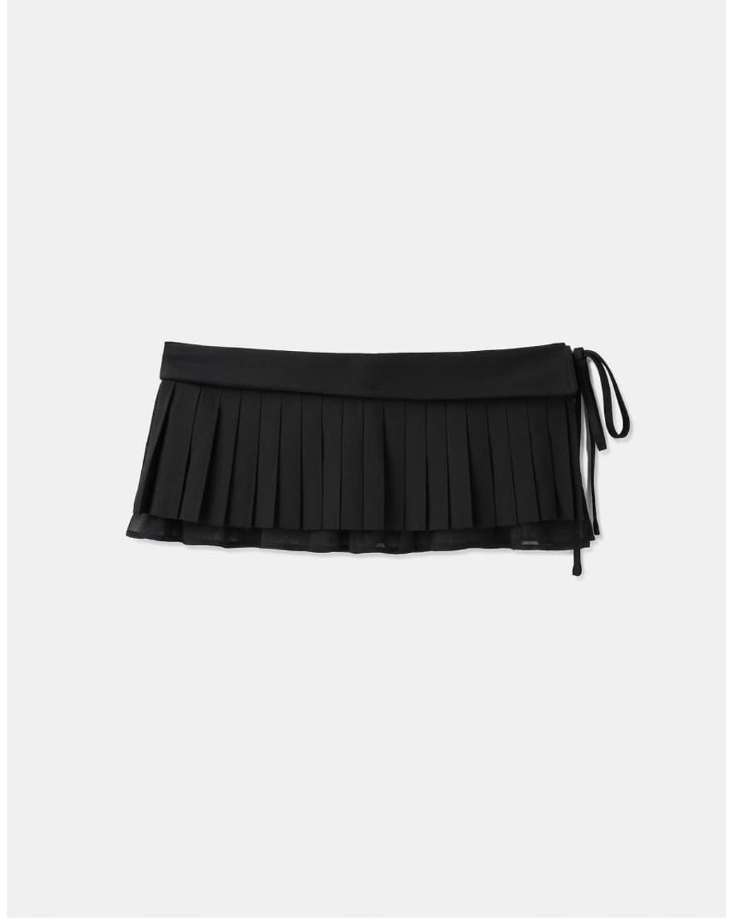 Stradivarius Black Pleated Skirt Belt