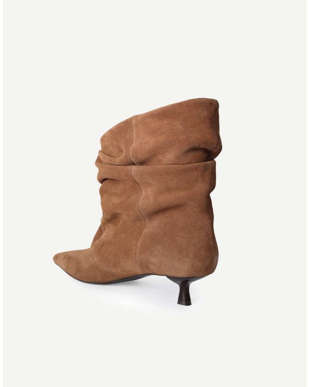OFF THE HOOK Brown Lottie Suede Slouchy Pointed Toe Kitten Heel Ankle Boots