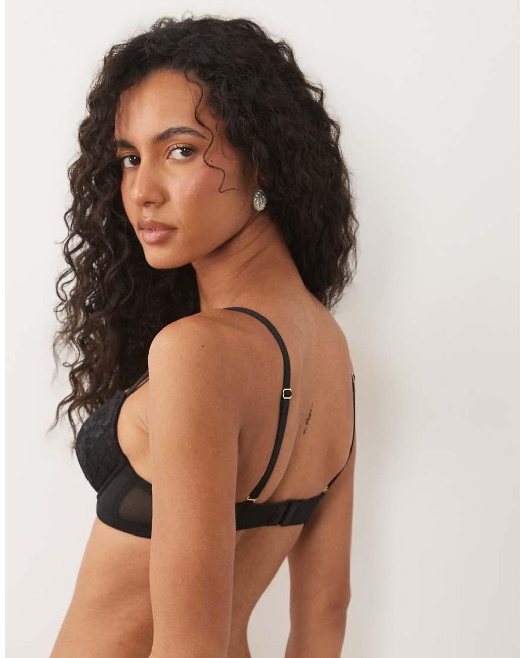 Ann Summers Black A-G Sexy Lace Padded Plunge Bra