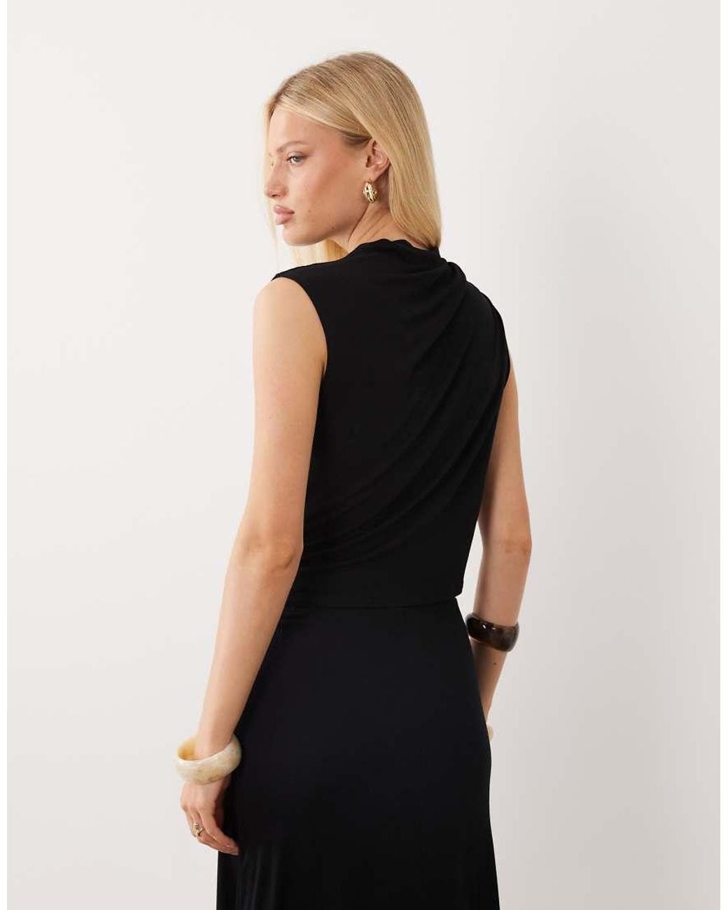 ASOS Black Co-Ord Asymmetric Drape Top