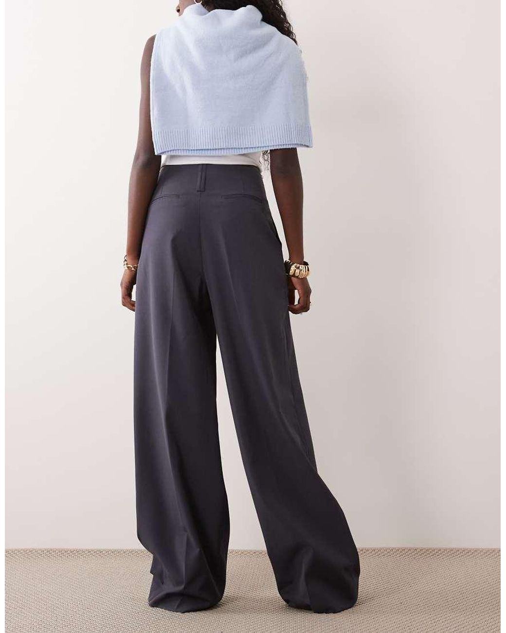 Mango Blue Pleat Front Tailored Trouser