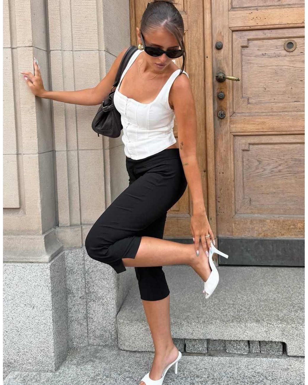 Bershka White Bengaline Strappy Top