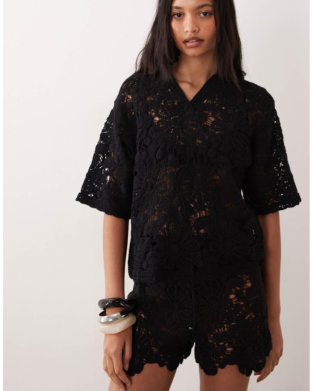 ASOS Brown Crochet Polo