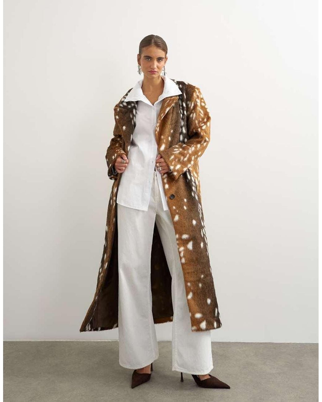 TOPSHOP Natural Formal Longline Single Breasted Coat