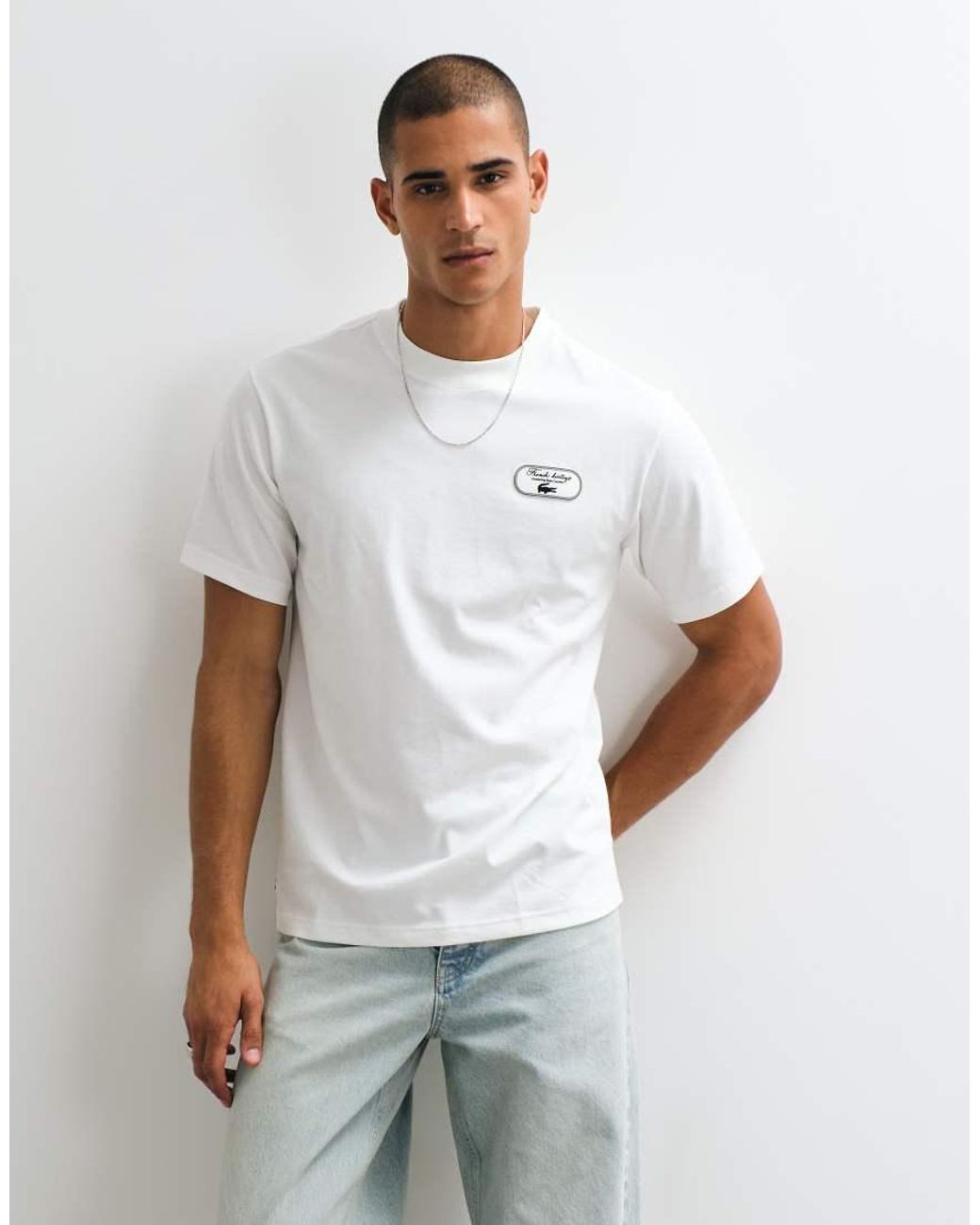 Lacoste White Tennis Heritage Badge Accent Back Graphic T-shirt for men