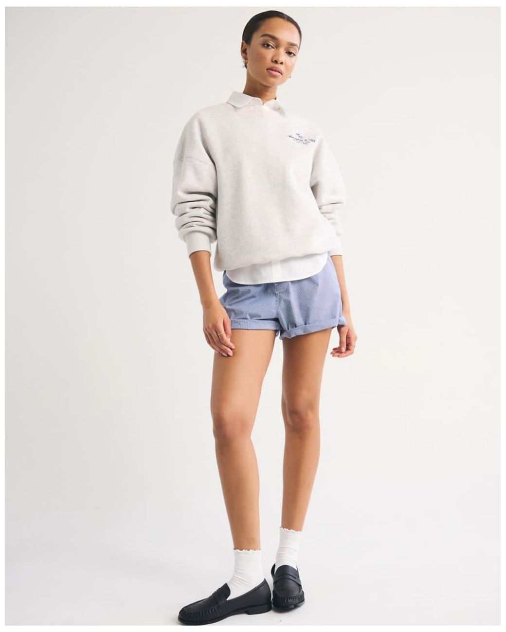 Abercrombie & Fitch White Logo Crew Sweatshirt