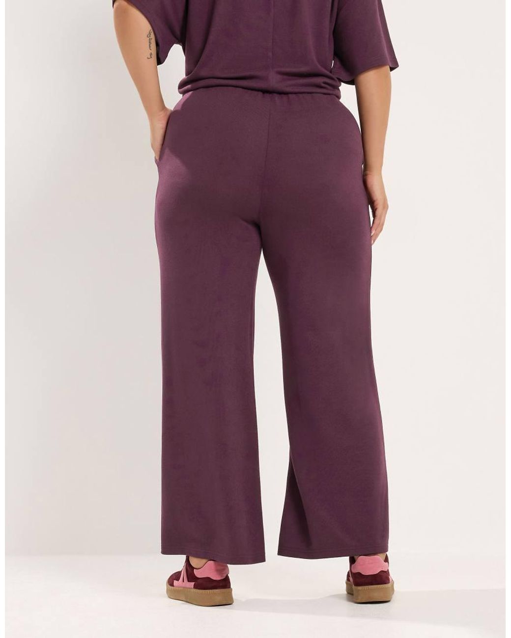 Yours Clothing Purple Tie Waist Trousers