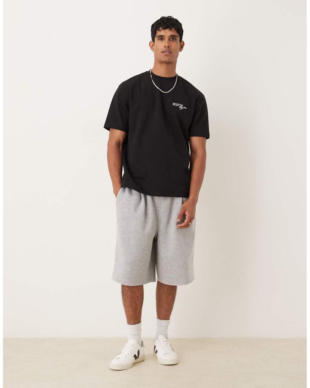ASOS Black Heavyweight Relaxed T-shirt With Text Graphic for men
