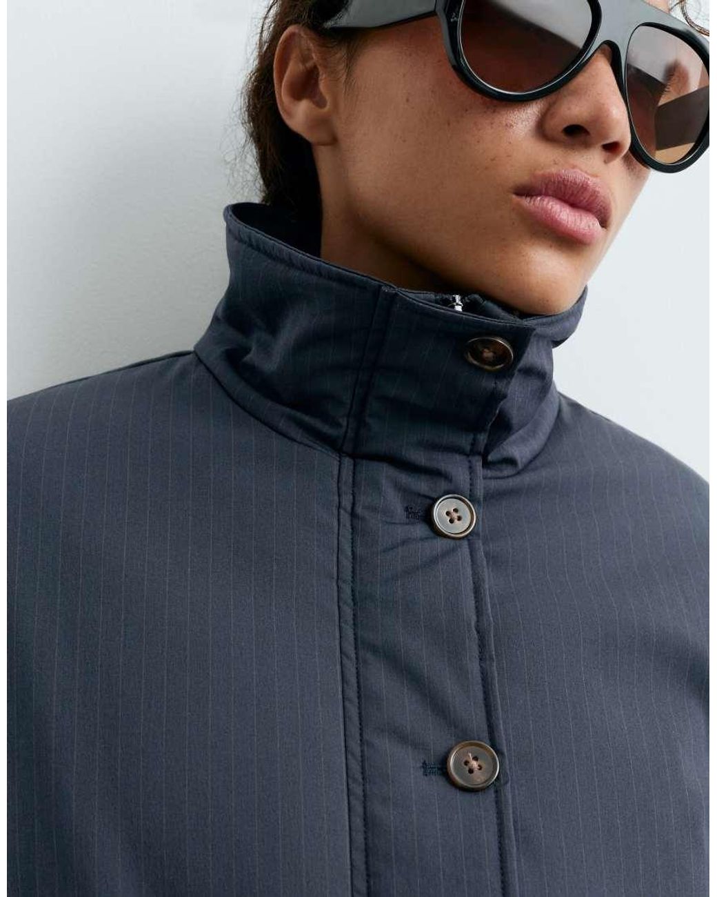 Oysho Blue Fellex Aerogel A-Line Canvas Padded Jacket