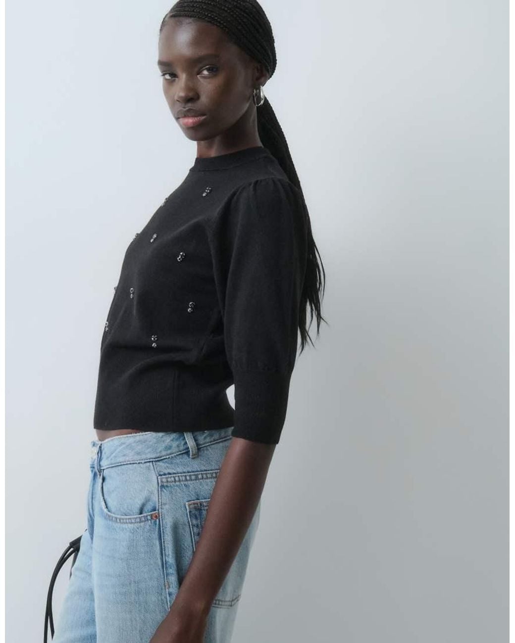 ASOS Black Short Balloon Sleeve Jumper