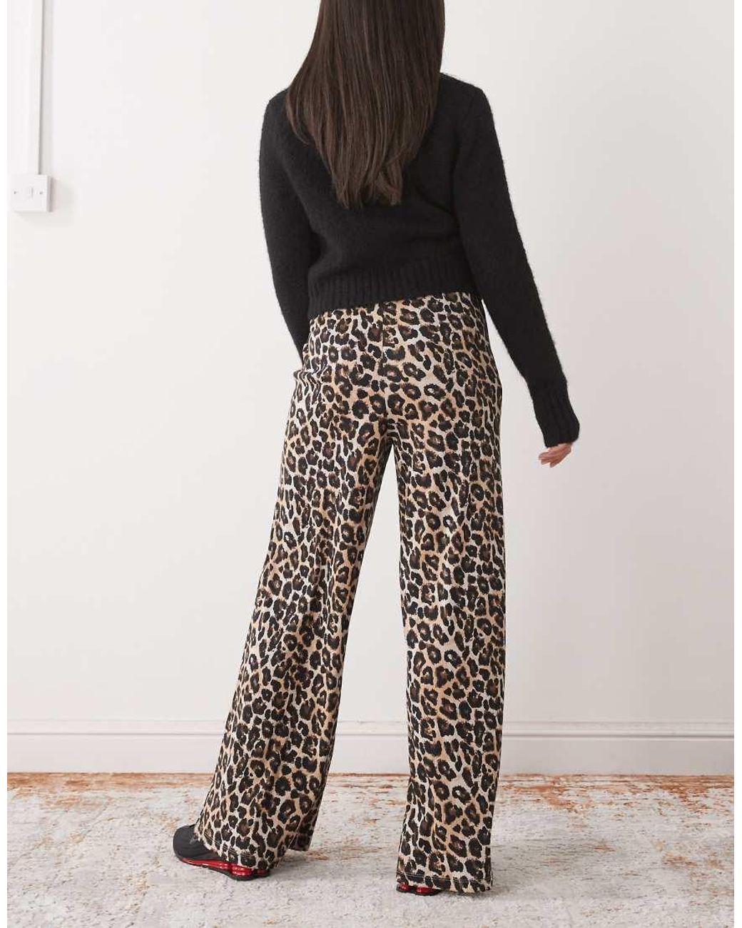 Noisy May Black Ribbed Wide Leg Trouser