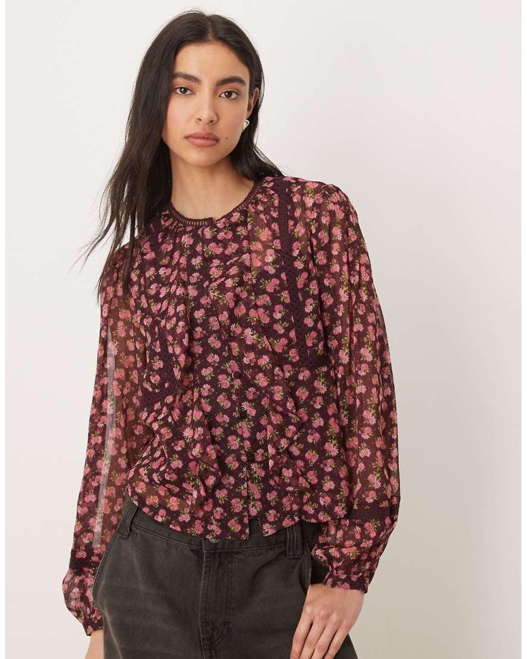Wednesday's Girl Red Long Sleeve Floaty Blouse