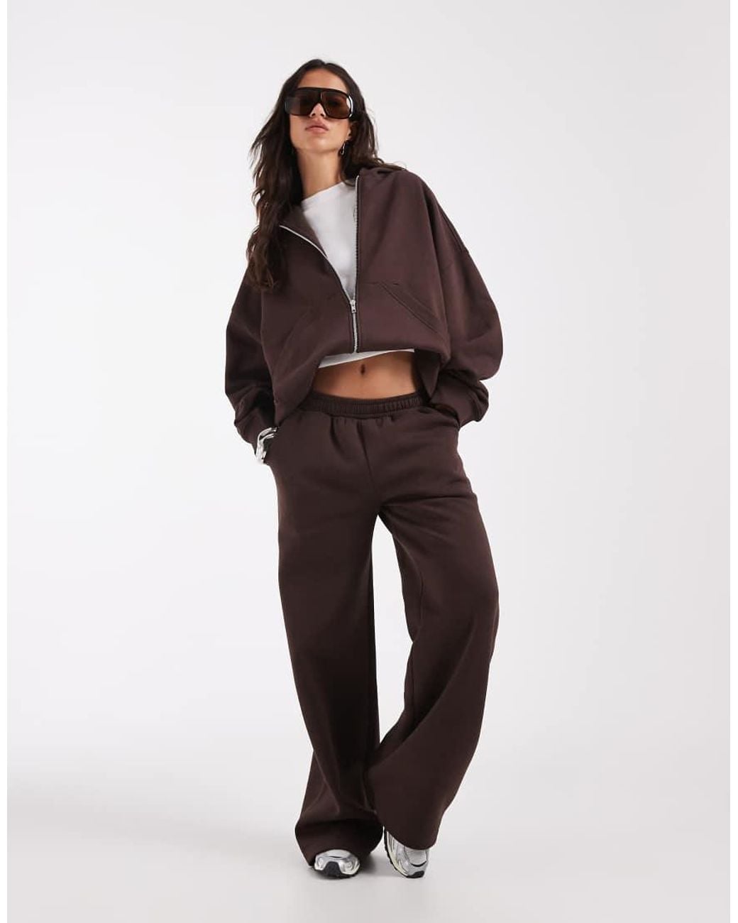 ASOS Brown Zip Through Brushback Hoodie