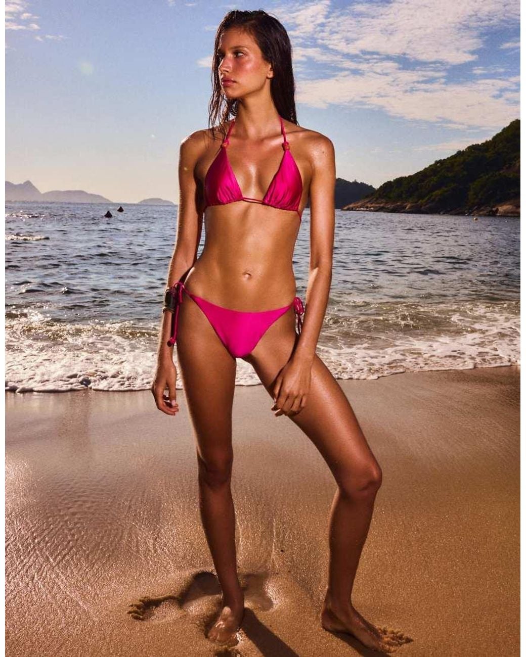 Bershka Red Satin Bikini Briefs