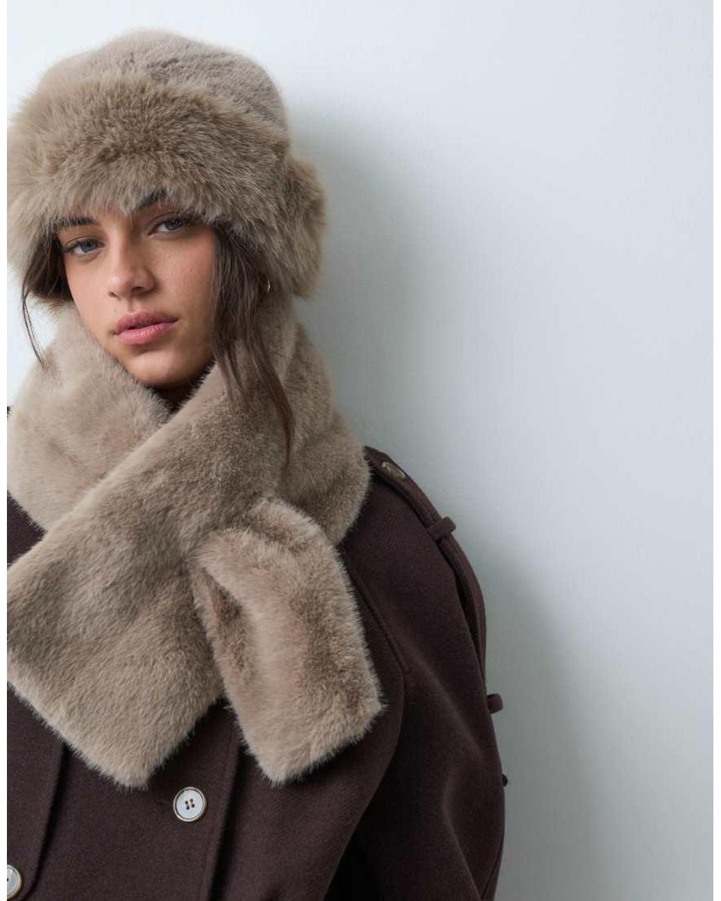 Vero Moda Brown Faux Fur Scarf