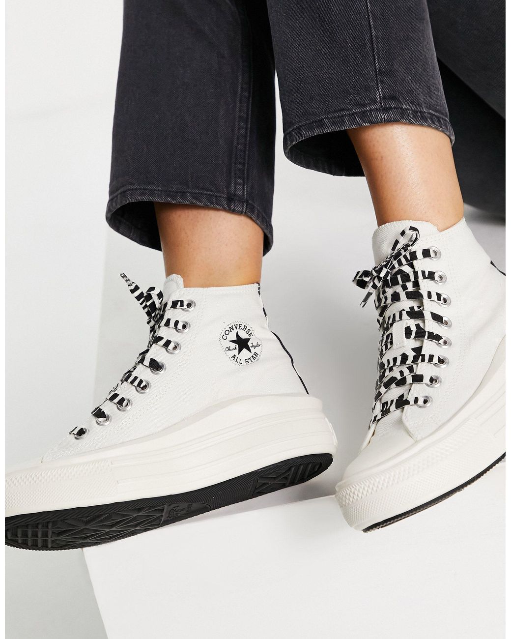 Converse Chuck Taylor Move Trainers With Zebra Laces in Black | Lyst UK