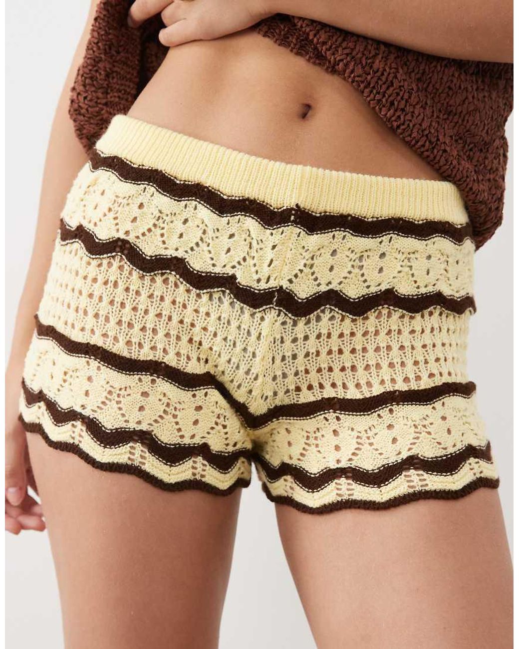 Miss Selfridge Multicolor Crochet Knitted Short Co-Ord