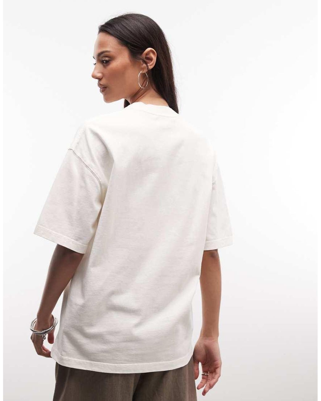 AllSaints Natural Insignia Etta Short Sleeve Distressed Logo T-shirt