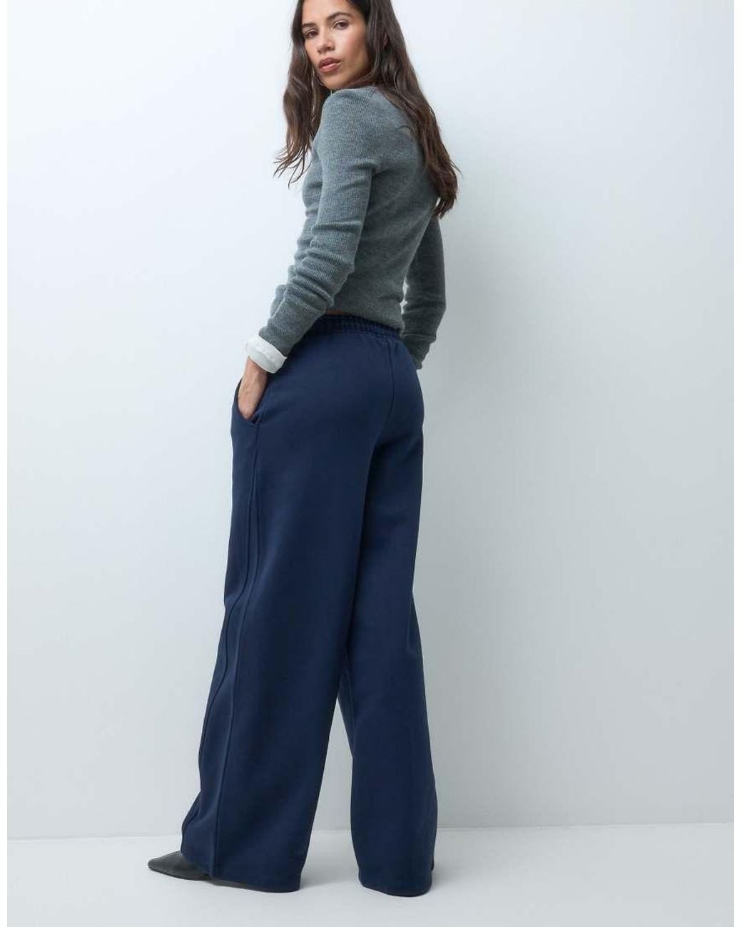 ASOS Blue Premium 500gsm Seamed Wide Leg jogger