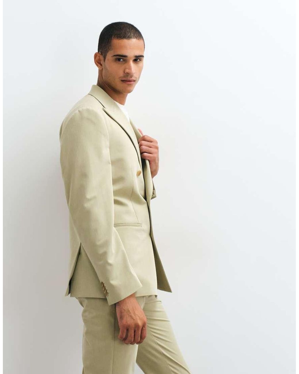 ASOS Green Crease Resistant Double Breasted Suit Jacket for men