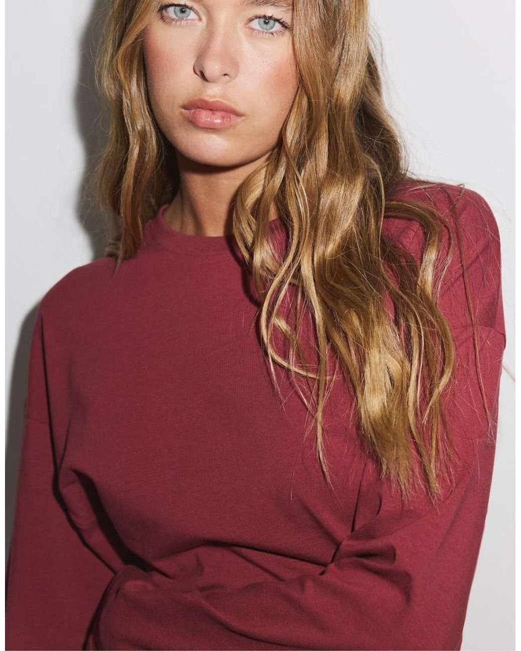 Stradivarius Red Kimono Sleeve T-shirt