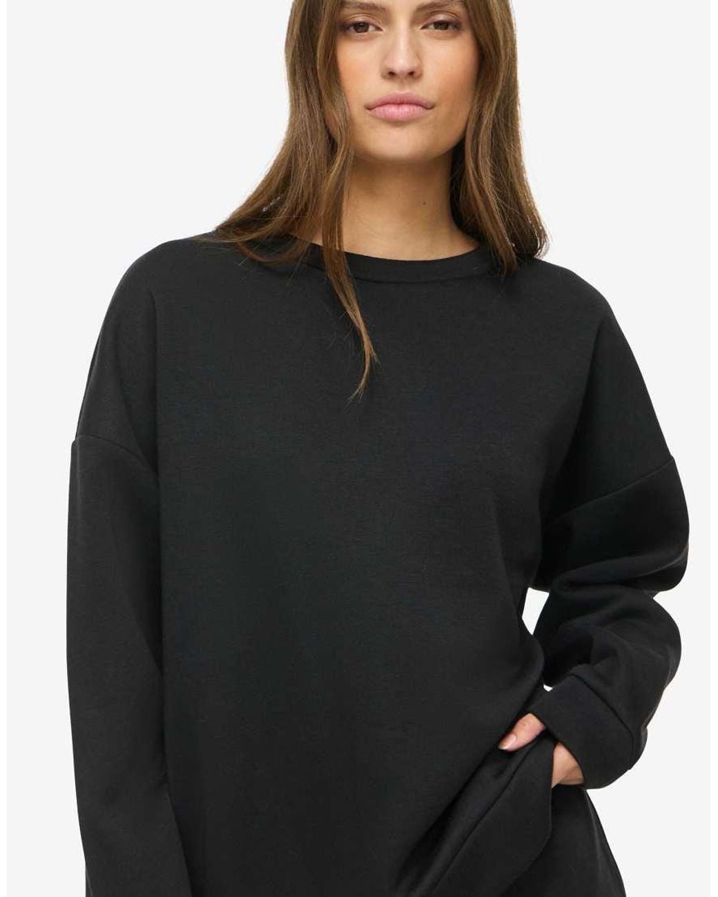 Noisy May Black Bloom Ribbed Loose Fit Crew Neck Sweatshirt