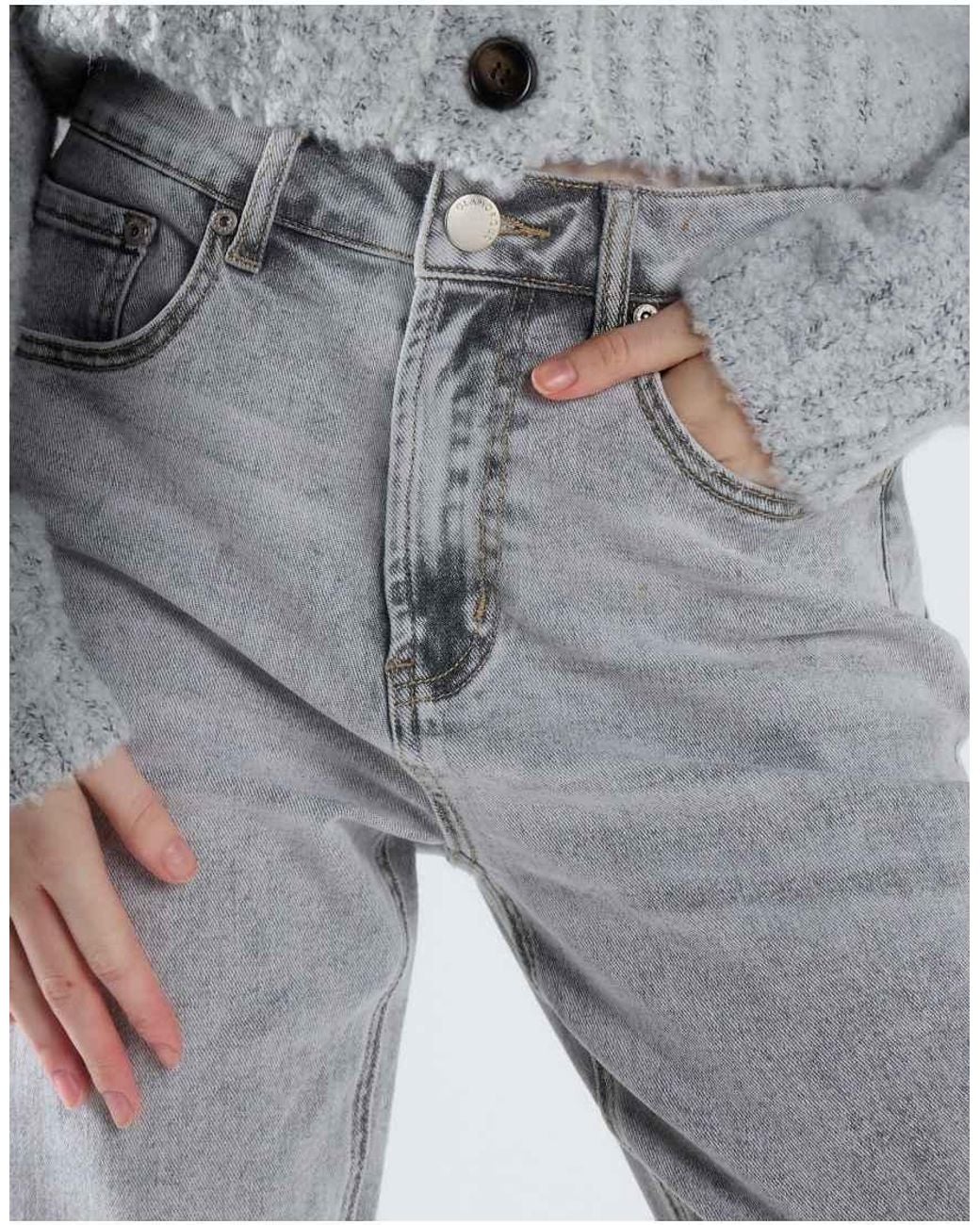 Glamorous Gray Slim Straight Jeans